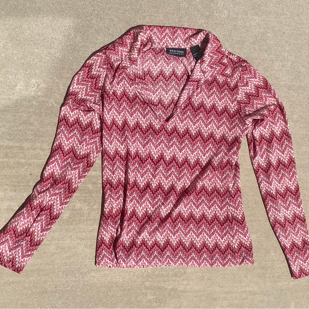 New York & Company chevron 70s inspired blouse